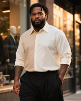 Big & Tall Men's Business Apricot White Contrast Long Sleeve Shirt